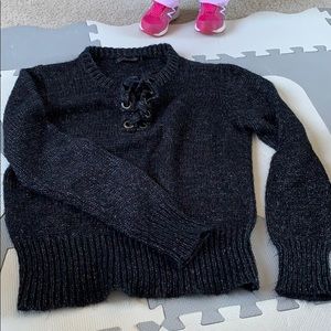 Black lace up sweater